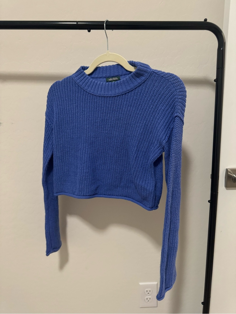 Cropped Royal Blue Knit Sweater